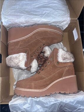 Womens ROXY Faux Fur Platform Ankle Boots